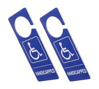 CLISPEED Blue Pvc Handicap Parking Sign 2pcs Disability Parking Placard with Wheelchair Symbol Small 7.9"x3.2" for Disabled Access and Vehicle Use
