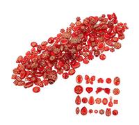 CLISPEED Bohemia Assorted Red Beads with Golden Floral Plating Mixed Butterfly Bow Heart Teardrop Shapes for DIY Jewelry Making Adults Craft Accessories for Bracelets Necklaces Earrings