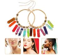 CLISPEED Bohemian Style Tassel Earrings with Seven Chakra Turquoise Stones, Long Drop Creative Ear Pendants for Women, Delicate Fashionable Dangle Jewelry for Daily Wear