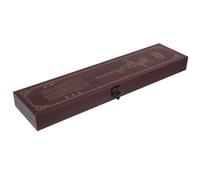CLISPEED Brown Wooden Calligraphy Brush Case Chinese Style Design Long-term Use Paint Brush Storage Case for Students and Teachers