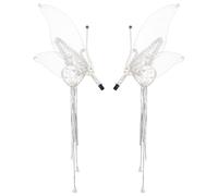 CLISPEED Butterfly Hair Clips Tassel Drop Style Lightweight Decorative Mesh and Artificial Pearl Hair Accessories for Wedding, Balls, and Family Gatherings