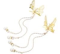CLISPEED Butterfly Tassel Hair Clips 4pcs Metal Moving Hair Barrettes for Women at Beach Days