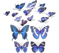 CLISPEED Butterfly Wall Decals 24Pcs PVC Removable 3D Stickers for Living Room Nursery Bedroom and Party Decoration