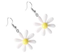 CLISPEED Candy Color Block Resin Daisy Flower Drop Earrings for Women, White #3 Sunflower Ear Pendants, 1 Pair Fashion Dangle Jewelry for Summer