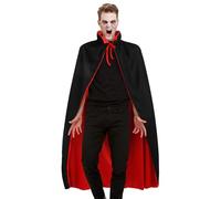 CLISPEED Carnival Costume Black Red Cape - 1.4 / 55Inch Vampire Cosplay Cape with Cool Dual Layer Stand Collar - Carnivals Masquerade Party Supplies for Men Women