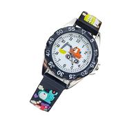 CLISPEED Cartoon Silicone Student Watch Quartz Timepiece for Boys and Black Skin Friendly Strap Accurate Timekeeping Educational Birthday and Daily Use