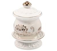 CLISPEED Ceramic Buddhist Water Offering Cup Holy Multifunctional Porcelain Container for Rituals Home Decor and Water Supply Small Sacred Vessel for Meditation and Worship