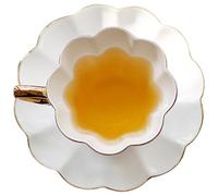 CLISPEED Ceramic Cup and Saucer Set 180ml with Golden Edging, European Style Vintage Design, Lightweight Large Opening Coffee Cup for Home and Coffee Shop Use