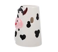 CLISPEED Ceramic Hamster Water Bottle Holder Stand for Pets Cute Cow Pattern Design Easy to Clean Durable and Stable Base Suitable for Hamsters Guinea Pigs and Rabbits