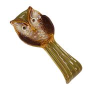 CLISPEED Ceramic Owl Spoon Rest Embossed Etching, Kitchen Utensil Holder for Dinner Table Decoration, Random Style Ceramic Spoon Holder for Home and Restaurant