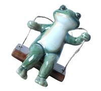CLISPEED Ceramic Swinging Frogs Statue Craft with Hanging Rope, Lightweight and Convenient to Place Frog Ornament for Front Door Or Wall near The Entrance, Lovely Rustic Garden