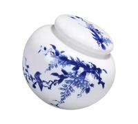 CLISPEED Ceramic Tea Container 260ml Blue Chinese Style Storage Jar with Lid for Tea and Coffee Kitchen Storage and Living Room Decoration