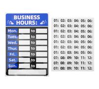 CLISPEED Changeable Business Hours Sign with Self-adhesive Backing Store Opening Hours Sticker for Bank Office Cafe Restaurant Easy Peel and Stick