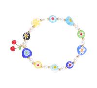 CLISPEED Cherry Charm Beaded Bracelet for Women and Little Vintage Floral Fruit Design Wrist Jewelry Easy Wear Sweet Fresh Style Gift for Birthdays and Holidays