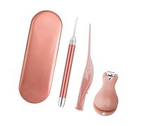 CLISPEED Children's Nail Clipper and Nail Trimmer Set 3pcs Rose Gold Stainless Steel Manicure Kit with Tweezers for Boys and Girls Fingernail and Toenail Care