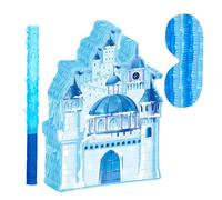 CLISPEED Christmas Castle Pinata Hanging Candy Holder with Reinforced Ring Material for Birthday and Princess Party Favors Indoor Outdoor Party Game Accessory