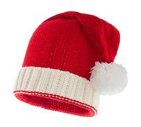 CLISPEED Christmas Knitted Hat with Pom Pom for Adults, Warm Wool Lining, Covers Head and Ears Tightly, Classic Red and White Design, for Christmas Holiday and Winter Season