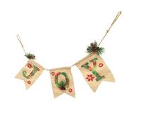 CLISPEED Christmas Linen Banner with Lighted Joy Letters Party String Flag Decoration for Indoor Outdoor Xmas Celebrations Lightweight Tear Resistant Holiday Ornament