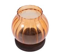 CLISPEED Colored Pumpkin Glass Candle Holder Windproof Glass Tea Light Holder with Pale Gold Stripe for Home Dinner and Zen Decoration