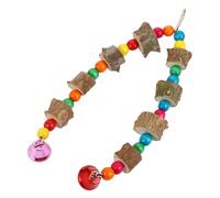 CLISPEED Colorful Hanging Bird for Parrots and Budgies Natural Wooden Chew and Bite with Bells Stress Relief Cage Accessory for Small to Large Caged Birds Pet Rope for Play and Climbing