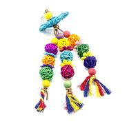 CLISPEED Colorful Parrot Bird Chew Rattan Balls Hanging Swing for Parakeets Cockatiels African Greys Budgies Conure Macaw Lovebird Safe Pet Playground Random Color