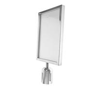 CLISPEED Commercial Vertical Stanchion Sign Frame Stainless Steel Top Sign Holder for Crowd Control Easy Installation for Hallways Offices Garages Queue Management Display