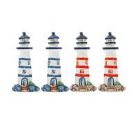 CLISPEED Compact Lighthouse Models 4Pcs Resin Miniature Statues for Nautical Theme, Great for Dollhouse Beach Miniatures and Coastal Wall Decorations