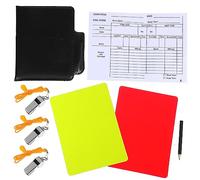 CLISPEED Complete Referee Kit for Football Matches Portable with Red and Yellow Cards Black Wallet Whistles with Lanyard Score Sheet Book and Pencil Essential Referee Necessities for