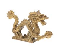 CLISPEED Copper Dragon Figurine Feng Shui Ornament for Wealth and Vintage Chinese Desktop Decoration Long Creative Copper Craft Statue for Home Office Living Accents