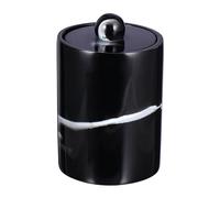 CLISPEED Cotton Swabs Dispenser Storage Box Toothpick Holder Resin Jar with Black Marble Finish for Bathroom Restaurant Home and Office Multipurpose Swab and Bath Salt Container