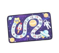 CLISPEED Creative Cartoon Cognitive Rug for Thick Educational Mat Early Learning Play Carpet for S Hand-eye Coordination and Thinking Skill Development Space Rocket Design