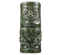 CLISPEED Creative Ceramic Tiki Cocktail Mug 370ml Green Round Wine Cup Practical and Easy to Clean for Bar and Home Use