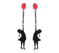 CLISPEED Creative Little Girl Balloon Earrings for Women Stylish Lightweight Black Earbobs Unique Gift for Birthday and Holiday for Casual Office and Party Wear