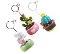 CLISPEED Creative Mini Cactus Memo Holders 3Pcs Set, Cute Desk Card Clips for Office and Party Decorations, Photo and Message Folder Organizer Random Style