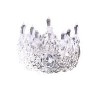 CLISPEED Crown Elegant White Baroque Cake Topper Crystal Tiara Dessert Decoration with Delicate Realistic Design for Wedding and Festival Occasions for Bride Headdress and Birthday Cake