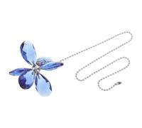 CLISPEED Crystal Flower Pull Chain for Ceiling Fans Decorative Blue Crystal Pendant with Artistic Net Leaf Flower Design, Lightcatching Suncatcher Effect and Relaxing Wind Chime Sound,