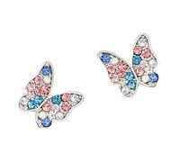 CLISPEED Dainty Rhinestone Butterfly Earrings for Women Unique Lightweight Studs with Silver Finish Elegant Small Design for Birthday Wedding Graduation and Daily Wear