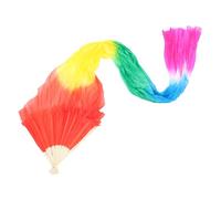 CLISPEED Dance Fan Purple Long Fan Veils Belly Dance Blue Style Dancing Dancer Silky Girl Silk Tie-dye Bamboo