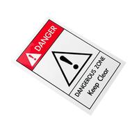 CLISPEED Dangerous Zone Warning Sign for Machinery Safety High-grade Material Self-adhesive Caution Label Practical Security Alert Sticker for Areas
