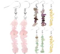 CLISPEED Dangle Earrings Natural Crystal Stone Women Earrings 4 Pairs Lightweight Alloy Beaded Jewellery Showing Temperament for Weddings and Festivals