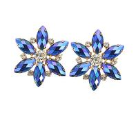 CLISPEED Dark Blue Ab Crystal Flower Shoe Clips Reusable Bridal Shoe Buckles for Wedding Decoration Elegant Rhinestone Accessories for Women