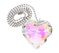 CLISPEED Decorative Crystal Pendant Pull Chain Extender for Ceiling Fans and Lights Chic Rainbow with Heart Charm Easy Install Pull Cord for Bedroom Living Hallway