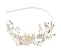 CLISPEED Delicate Pearl Flower Bridal Headdress for Women and Handmade Crystal Rhinestone Wedding Headband Elegant Hair Accessory for Engagement Party Photo Shoot and Special Occasions
