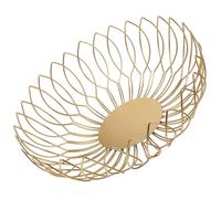 CLISPEED Desktop Storage Basket Fruit Holder Metal Wire Basket in Golden Iron with Modern Creativity Geometric Lines Natural Shapes Design No Rust and Won't Cut Your Hands for Home Snacks