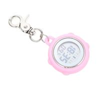 CLISPEED Digital Fob Watch with Clip and Pink Hook Strap, Student Test Stopwatch for Nurses and Doctors, Hanging Pocket Watch with Digital Display for Medical and Exam Use