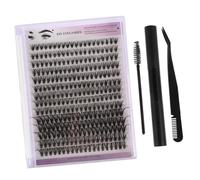 CLISPEED DIY Cluster Lash Extension Kit with Lashes Portable Black Tool Mild Adhesive and Remover for Safe Realistic Dense Eyelash Application and Gentle Removal