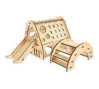 CLISPEED DIY Hamster Wooden House Hideout with Bridge for Small Pets Cage Accessory, Self-assembly Kit Suitable for Small Animal Habitat and Hamster Playground