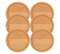 CLISPEED DIY Mosaic Craft Coasters Set 6Pcs Round Bamboo Blank Coasters 4.5Inch with Recessed Groove for Farmhouse Table Protection and Home Decor