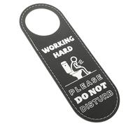 CLISPEED Do Not Disturb Please Come in Door Hanger Sign Pu Leather Double-sided Practical Washroom Door Plaque Easy to Read Black for Coffee Shop and Public Places