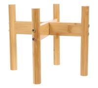 CLISPEED Dog Bowl Holder Elevated Bamboo Raised Pet Feeder Stand Khaki Color Suits Different Dogs and Cats for Household Pet Feeder Use